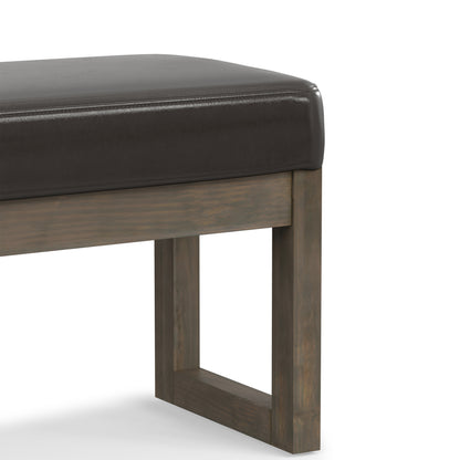 Tanners Brown Vegan Leather | Milltown Large Ottoman Bench in Vegan Leather