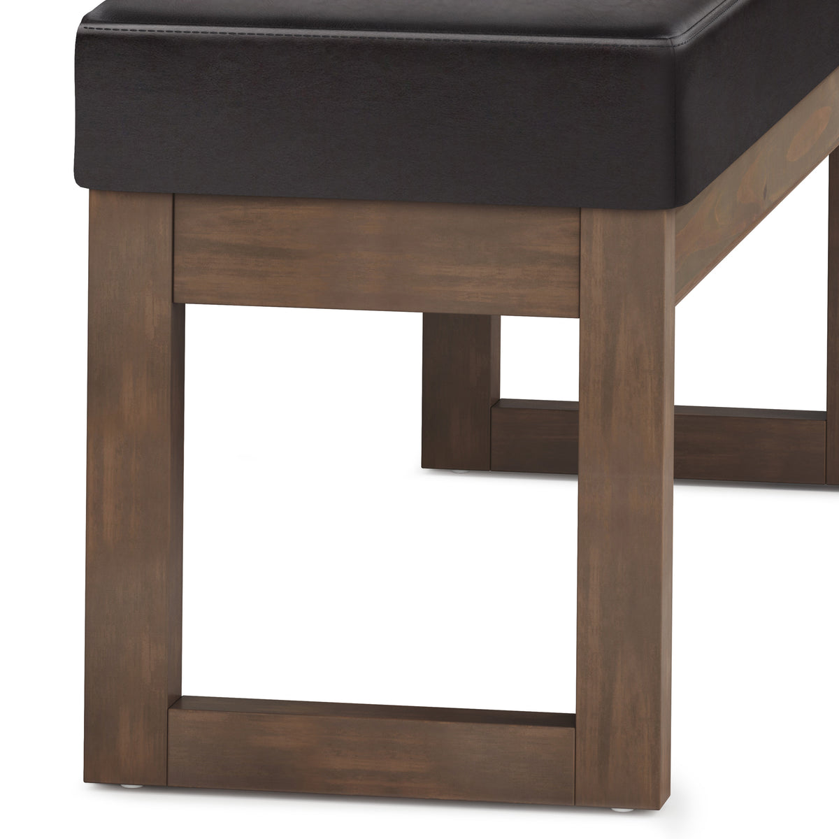 Tanners Brown Vegan Leather | Milltown Large Ottoman Bench in Vegan Leather