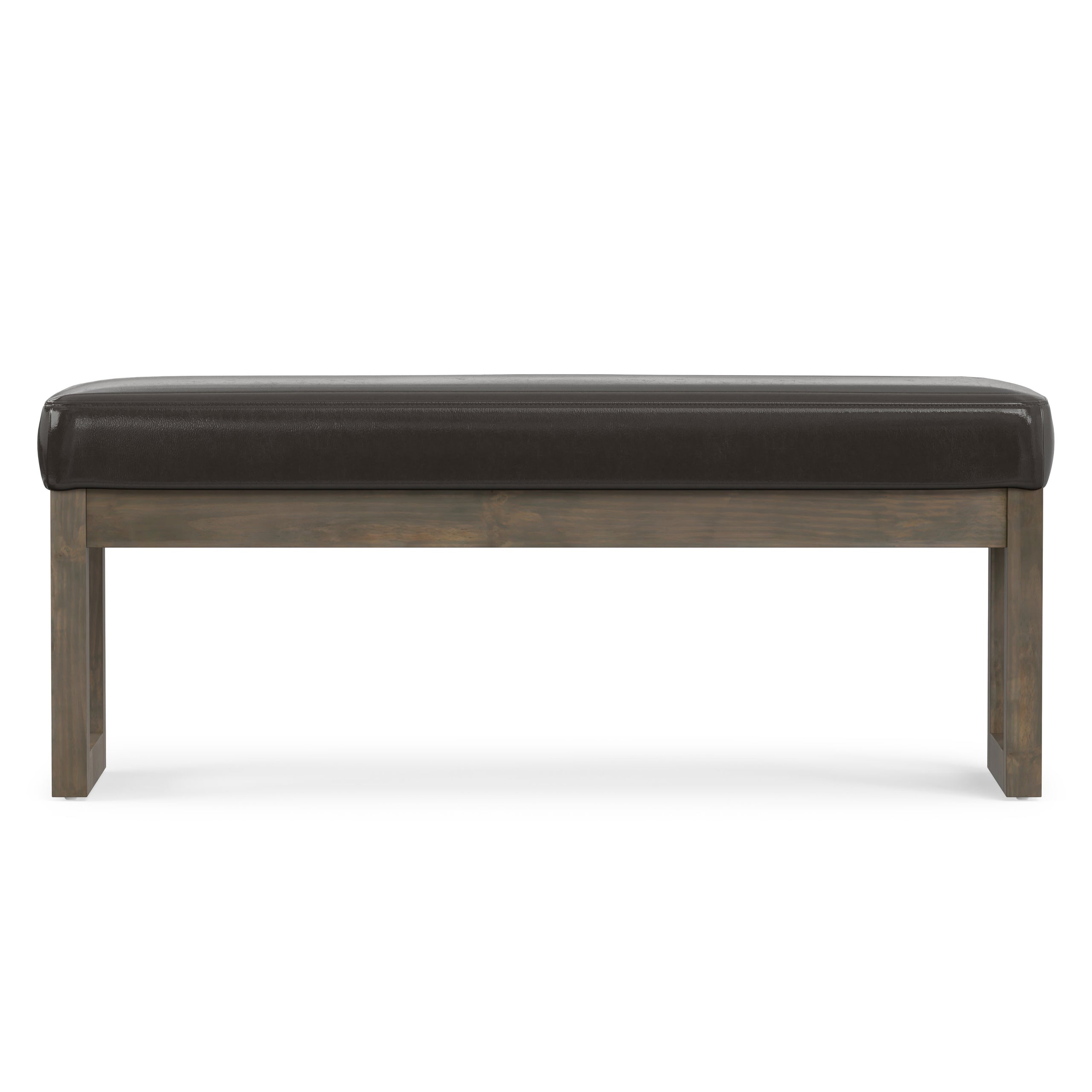 Tanners Brown Vegan Leather | Milltown Large Ottoman Bench in Vegan Leather