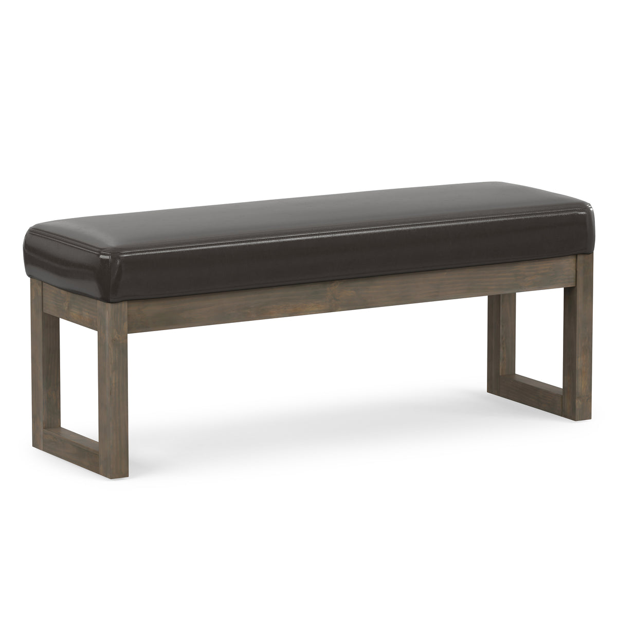 Tanners Brown Vegan Leather | Milltown Large Ottoman Bench in Vegan Leather