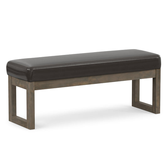 Tanners Brown Vegan Leather | Milltown Large Ottoman Bench in Vegan Leather