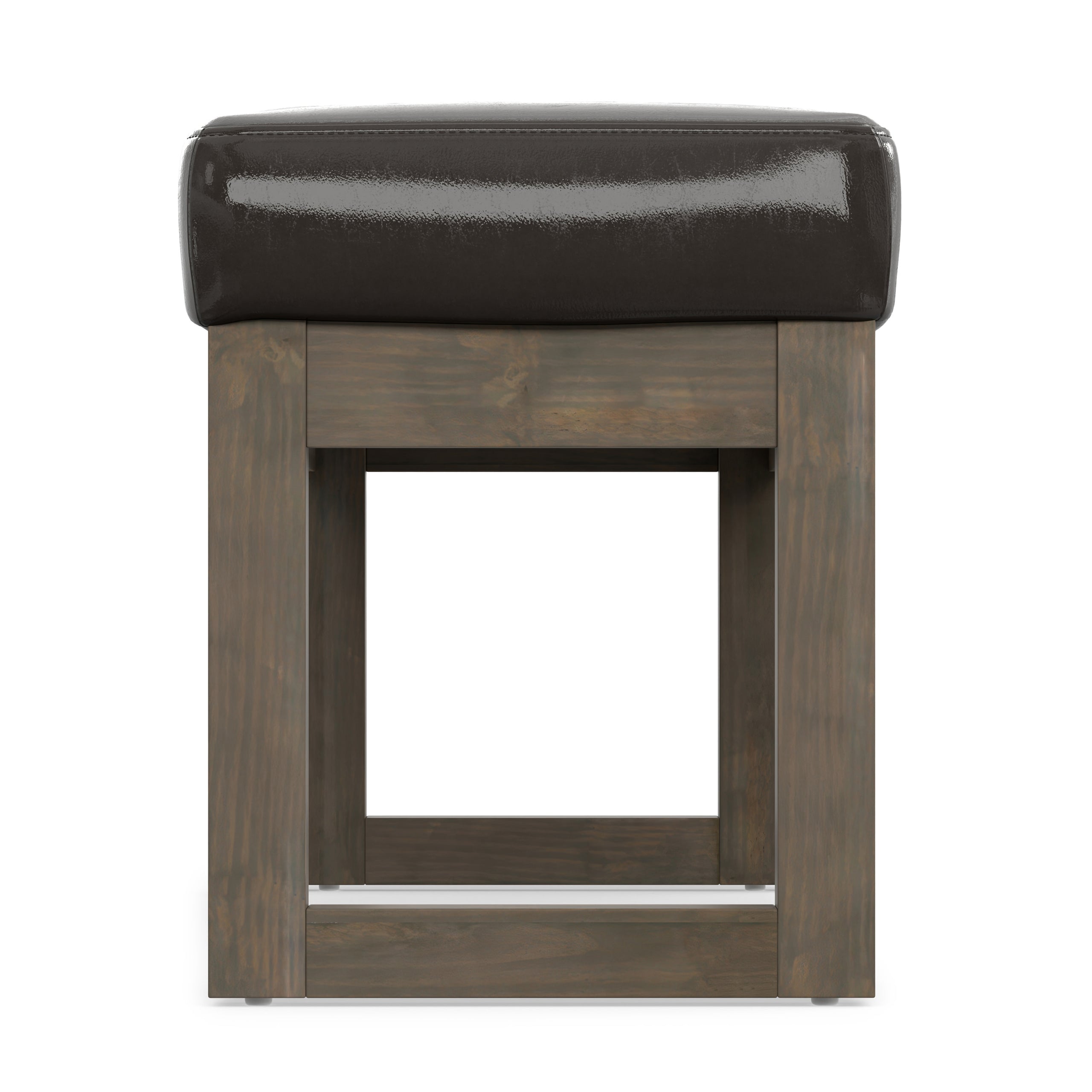 Tanners Brown Vegan Leather | Milltown Large Ottoman Bench in Vegan Leather