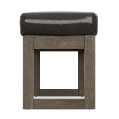 Tanners Brown Vegan Leather | Milltown Large Ottoman Bench in Vegan Leather