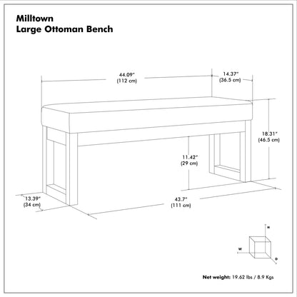 Mink Brown Tweed Style Fabric | Milltown Large Ottoman Bench in Tweed