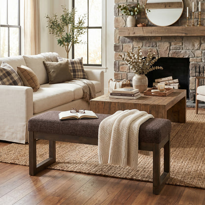 Mink Brown Tweed Style Fabric | Milltown Large Ottoman Bench in Tweed