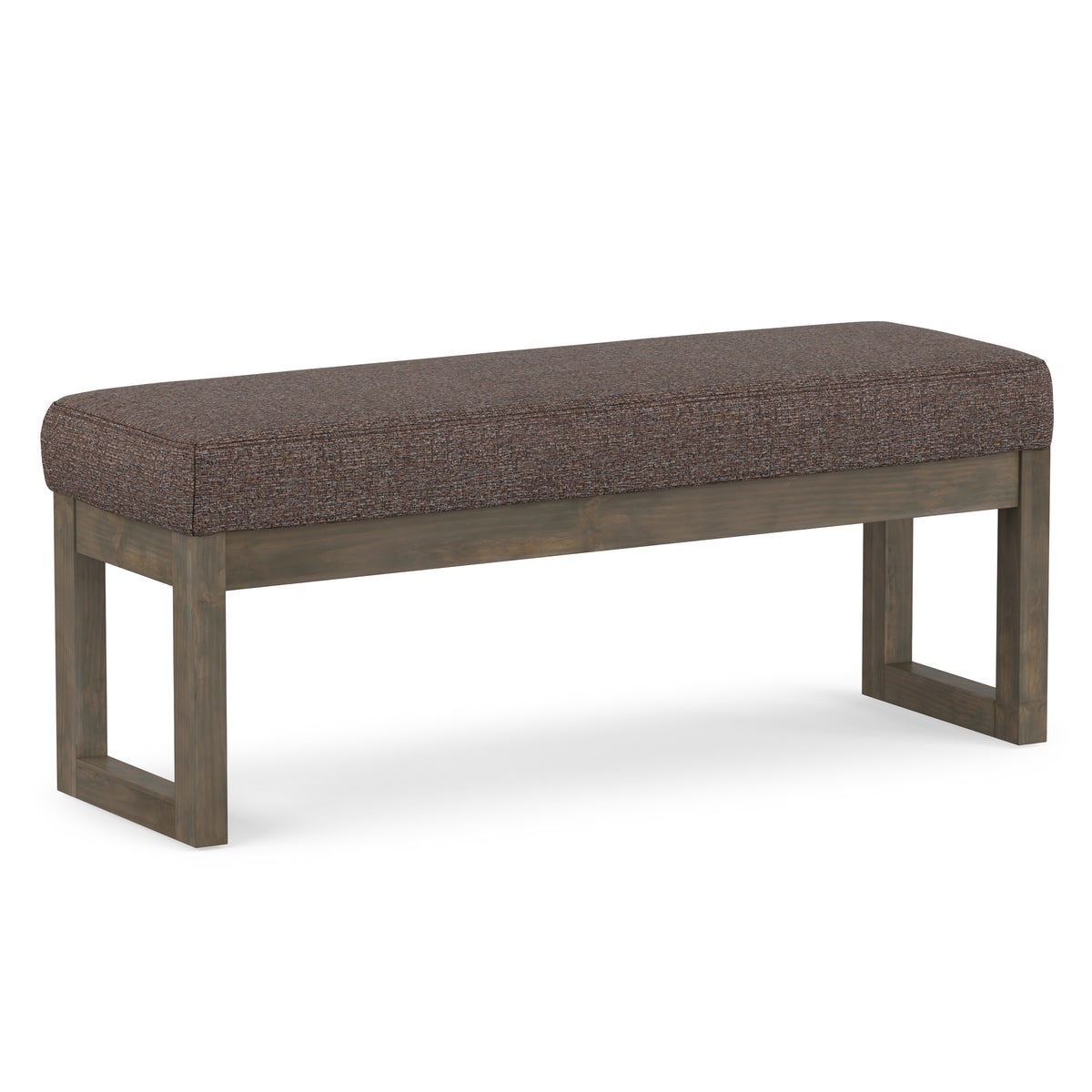 Mink Brown Tweed Style Fabric | Milltown Large Ottoman Bench in Tweed