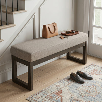 Platinum Tweed Style Fabric | Milltown Large Ottoman Bench in Tweed