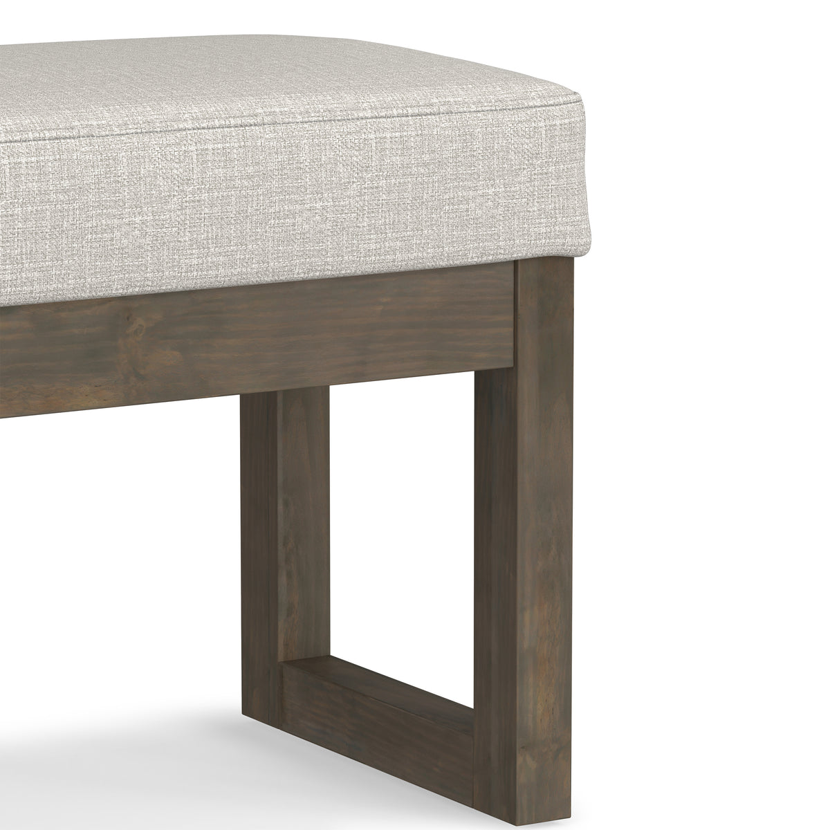Alabaster Ivory Linen Style Fabric | Milltown Small Ottoman Bench in Linen