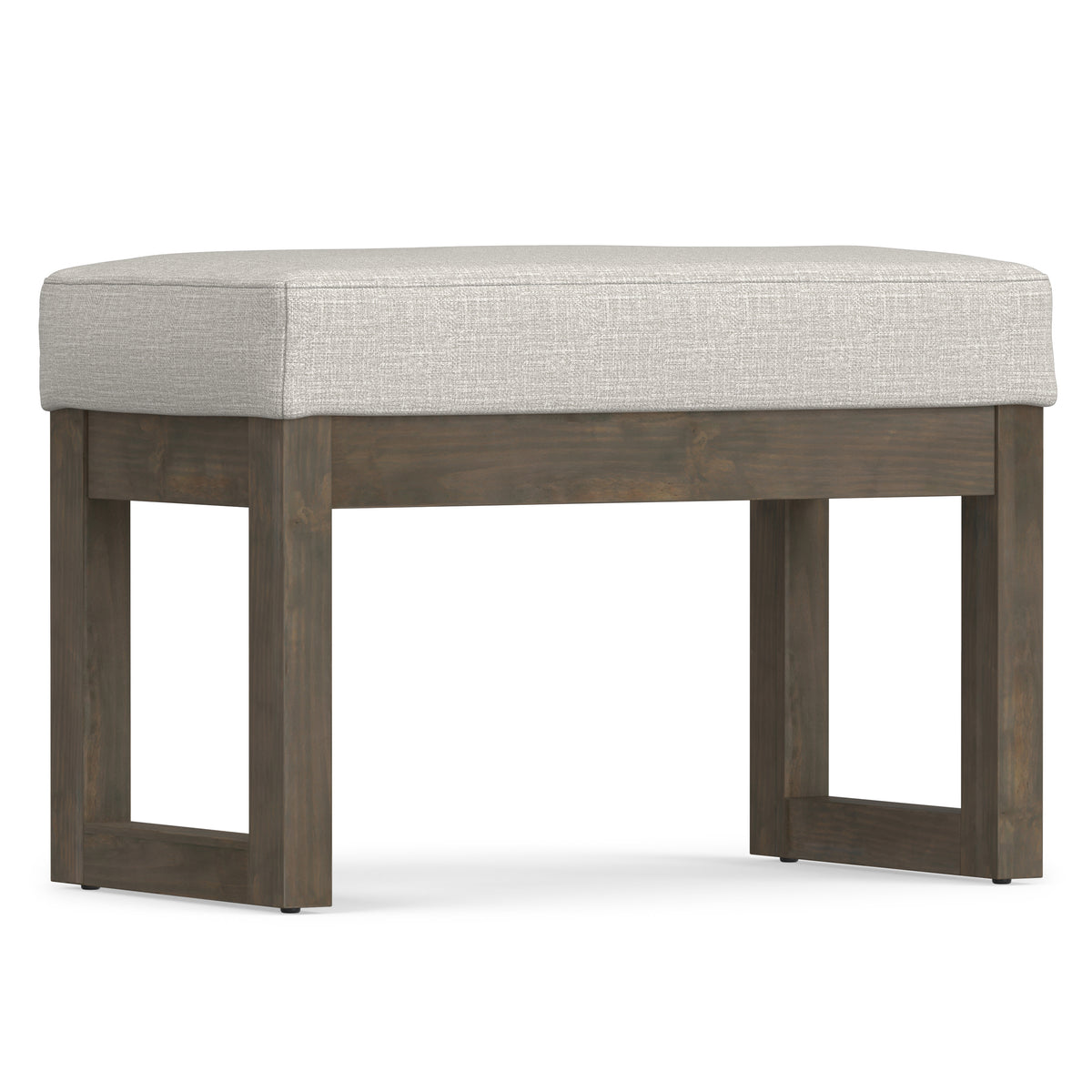 Alabaster Ivory Linen Style Fabric | Milltown Small Ottoman Bench in Linen