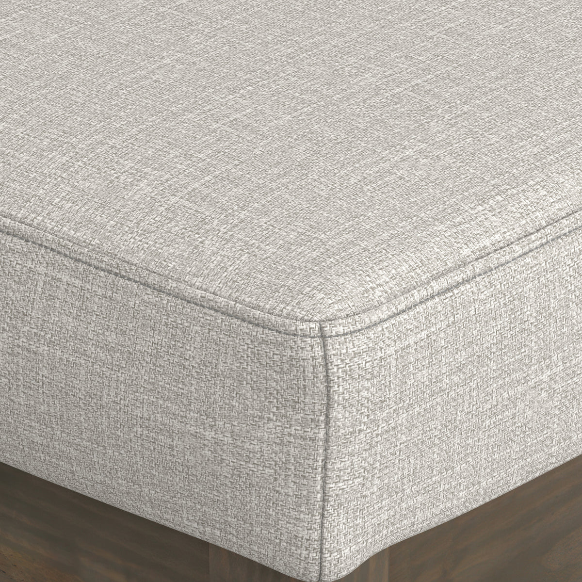 Alabaster Ivory Linen Style Fabric | Milltown Small Ottoman Bench in Linen