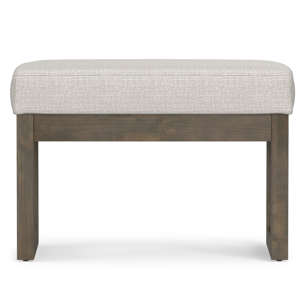 Alabaster Ivory Linen Style Fabric | Milltown Small Ottoman Bench in Linen