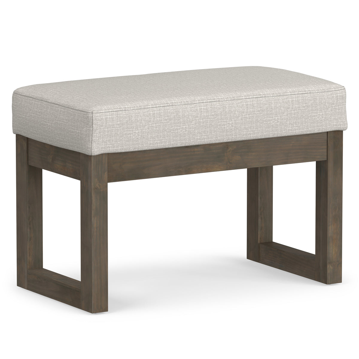 Alabaster Ivory Linen Style Fabric | Milltown Small Ottoman Bench in Linen