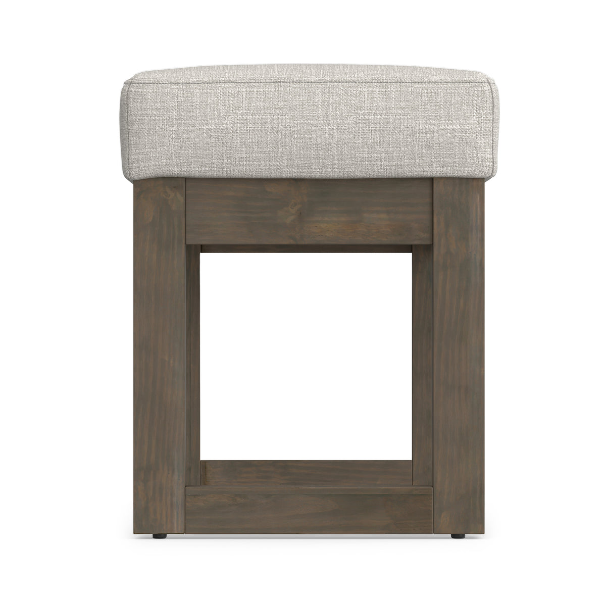 Alabaster Ivory Linen Style Fabric | Milltown Small Ottoman Bench in Linen