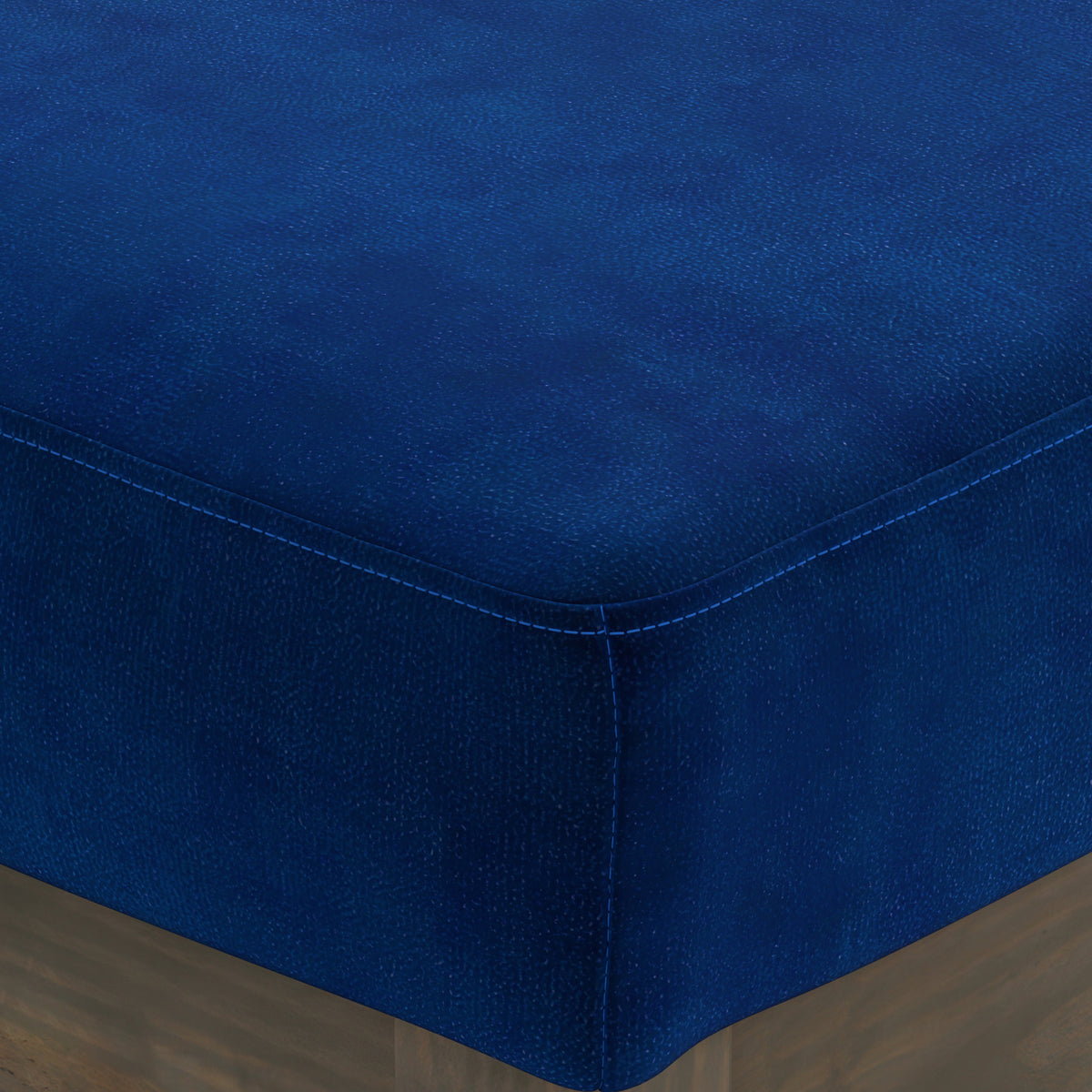 Blue Velvet Fabric | Milltown Footstool Small Ottoman Bench