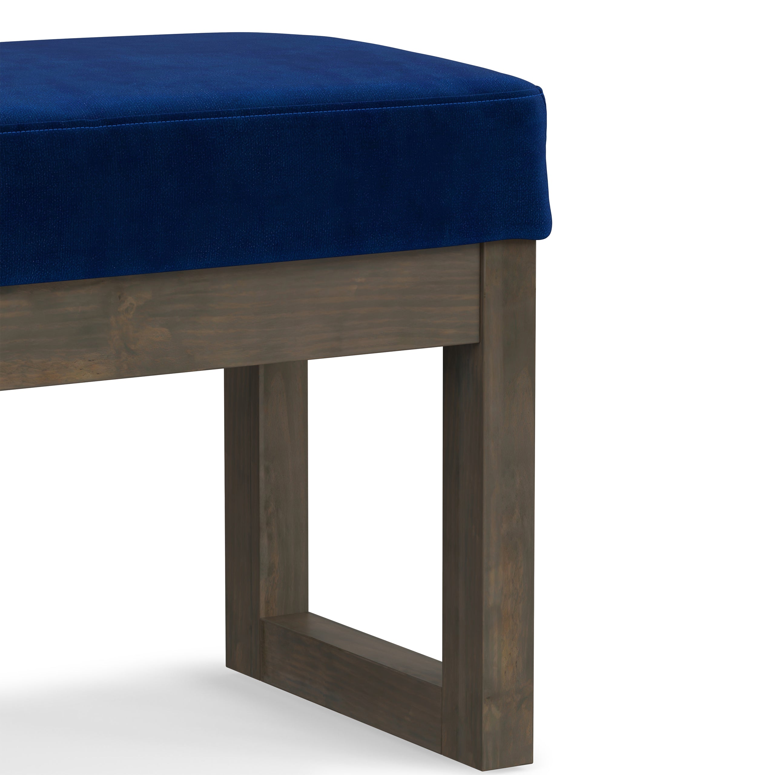 Blue Velvet Fabric | Milltown Footstool Small Ottoman Bench