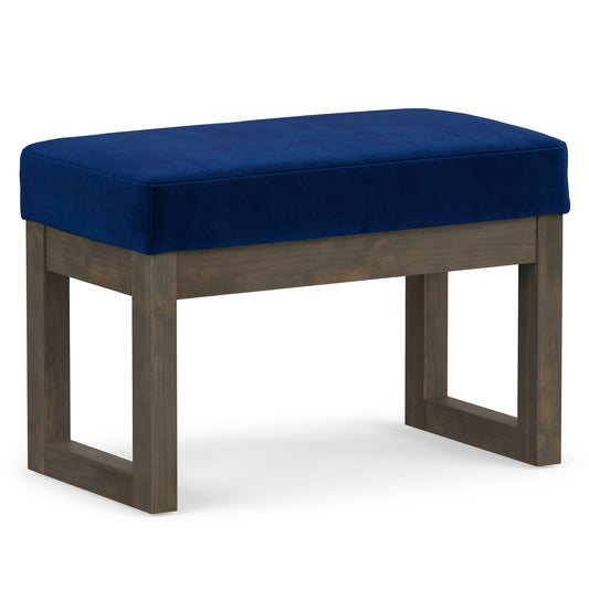 Blue Velvet Fabric | Milltown Footstool Small Ottoman Bench