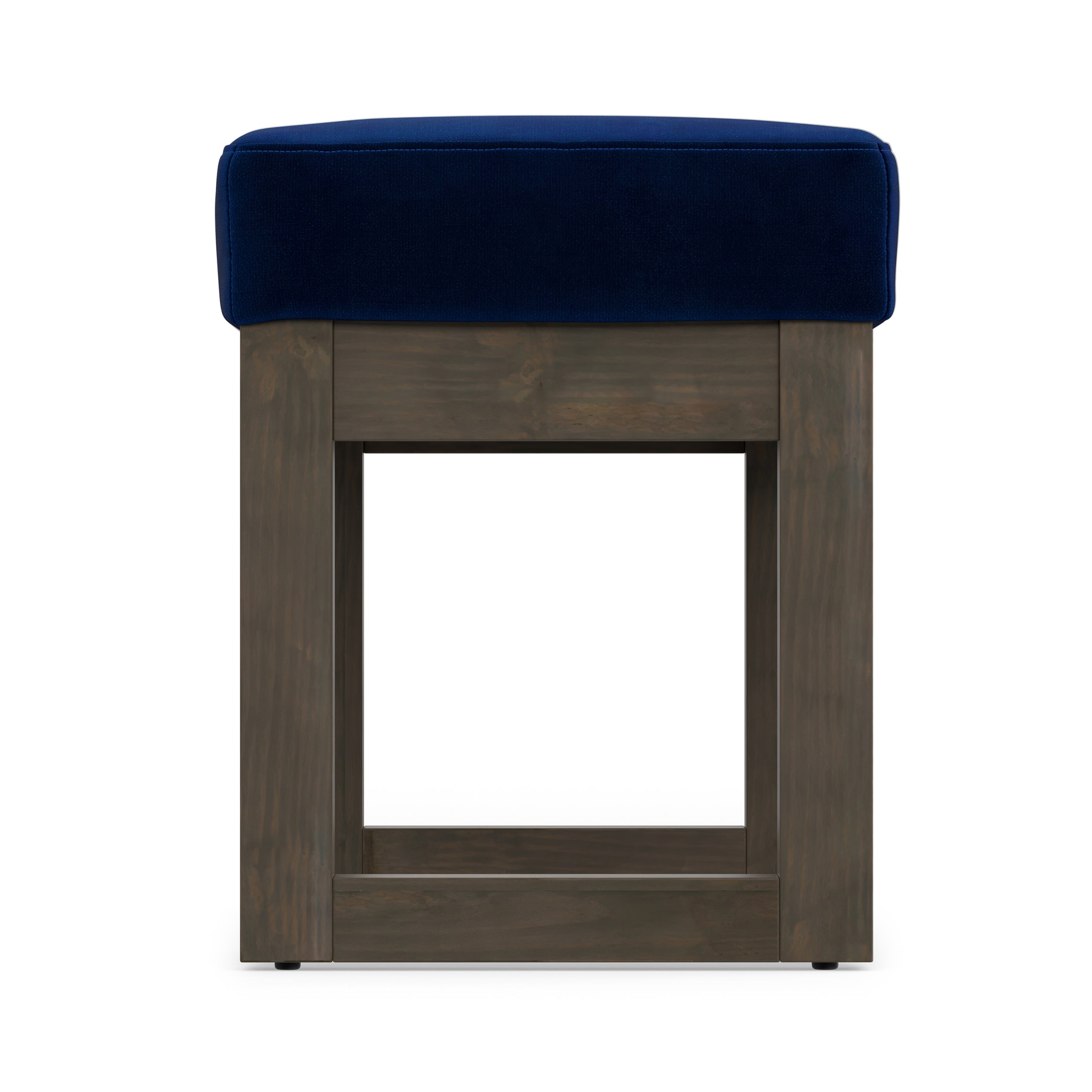 Blue Velvet Fabric | Milltown Footstool Small Ottoman Bench