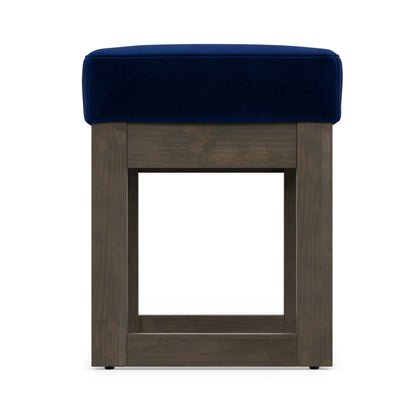 Blue Velvet Fabric | Milltown Footstool Small Ottoman Bench