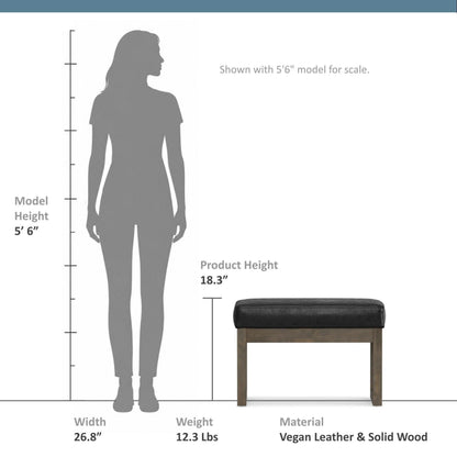 Distressed Black Distressed Vegan Leather | Milltown Footstool Small Ottoman Bench