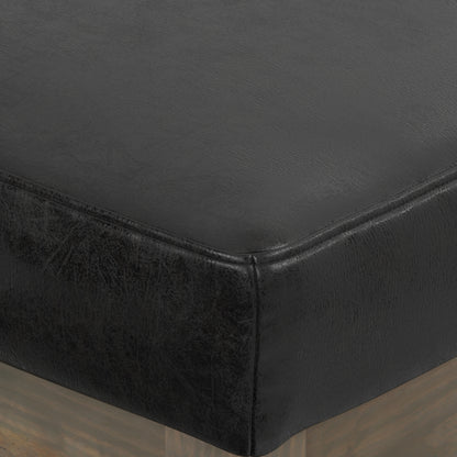 Distressed Black Distressed Vegan Leather | Milltown Footstool Small Ottoman Bench