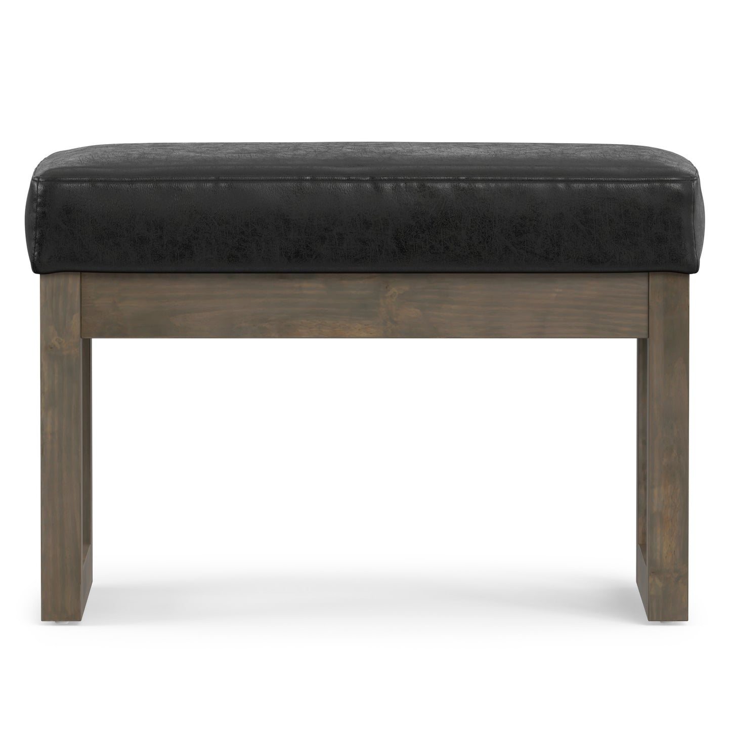 Distressed Black Distressed Vegan Leather | Milltown Footstool Small Ottoman Bench