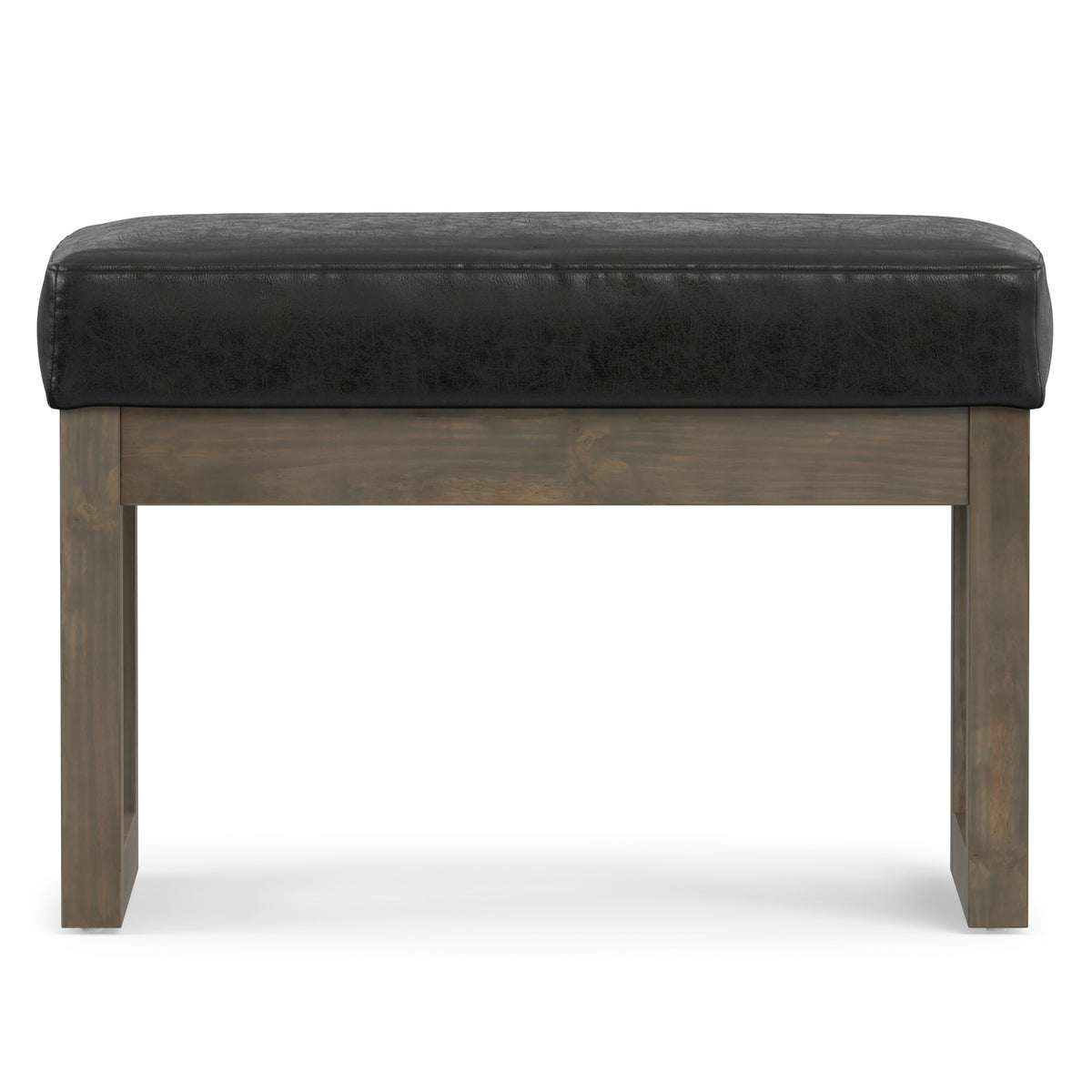 Distressed Black Distressed Vegan Leather | Milltown Footstool Small Ottoman Bench