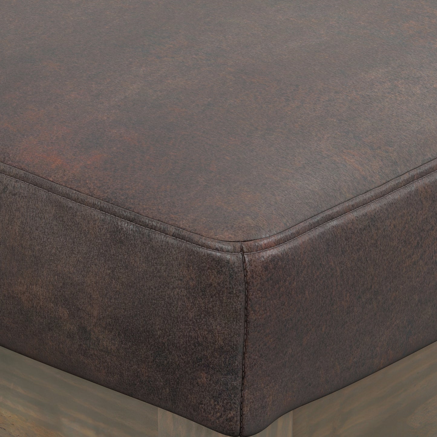 Distressed Dark Brown Distressed Vegan Leather | Milltown Footstool Small Ottoman Bench