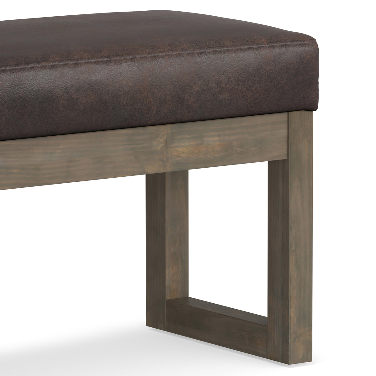 Distressed Dark Brown Distressed Vegan Leather | Milltown Footstool Small Ottoman Bench