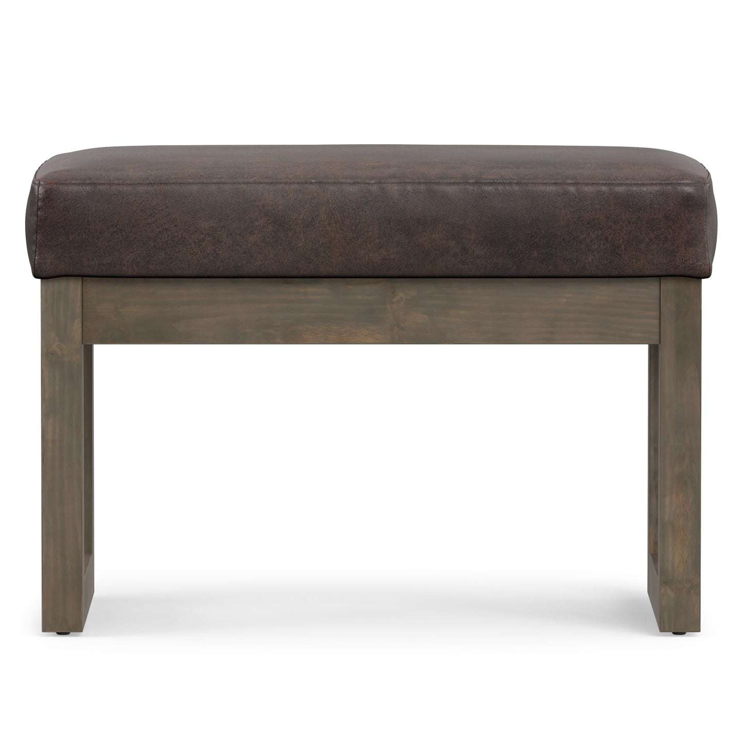 Distressed Dark Brown Distressed Vegan Leather | Milltown Footstool Small Ottoman Bench