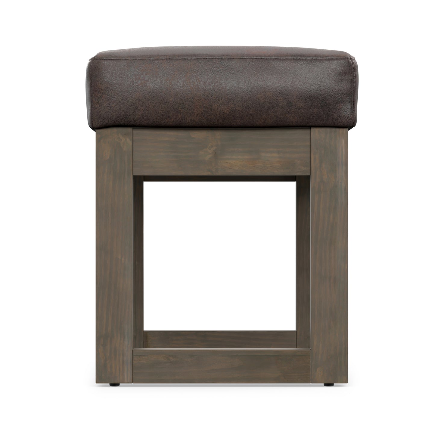 Distressed Dark Brown Distressed Vegan Leather | Milltown Footstool Small Ottoman Bench