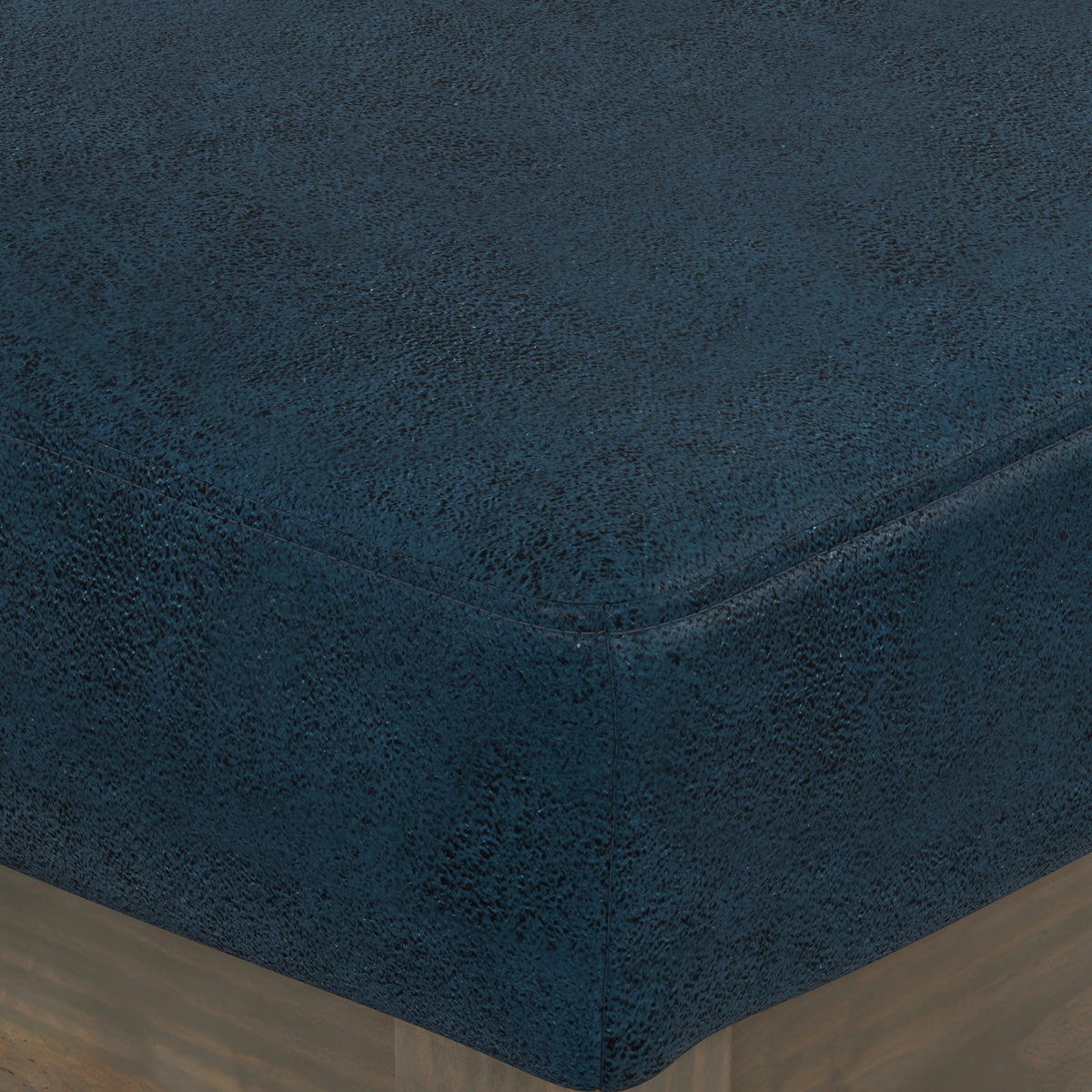 Distressed Dark Blue Distressed Vegan Leather | Milltown Footstool Small Ottoman Bench