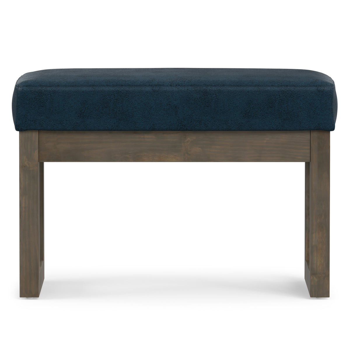 Distressed Dark Blue Distressed Vegan Leather | Milltown Footstool Small Ottoman Bench