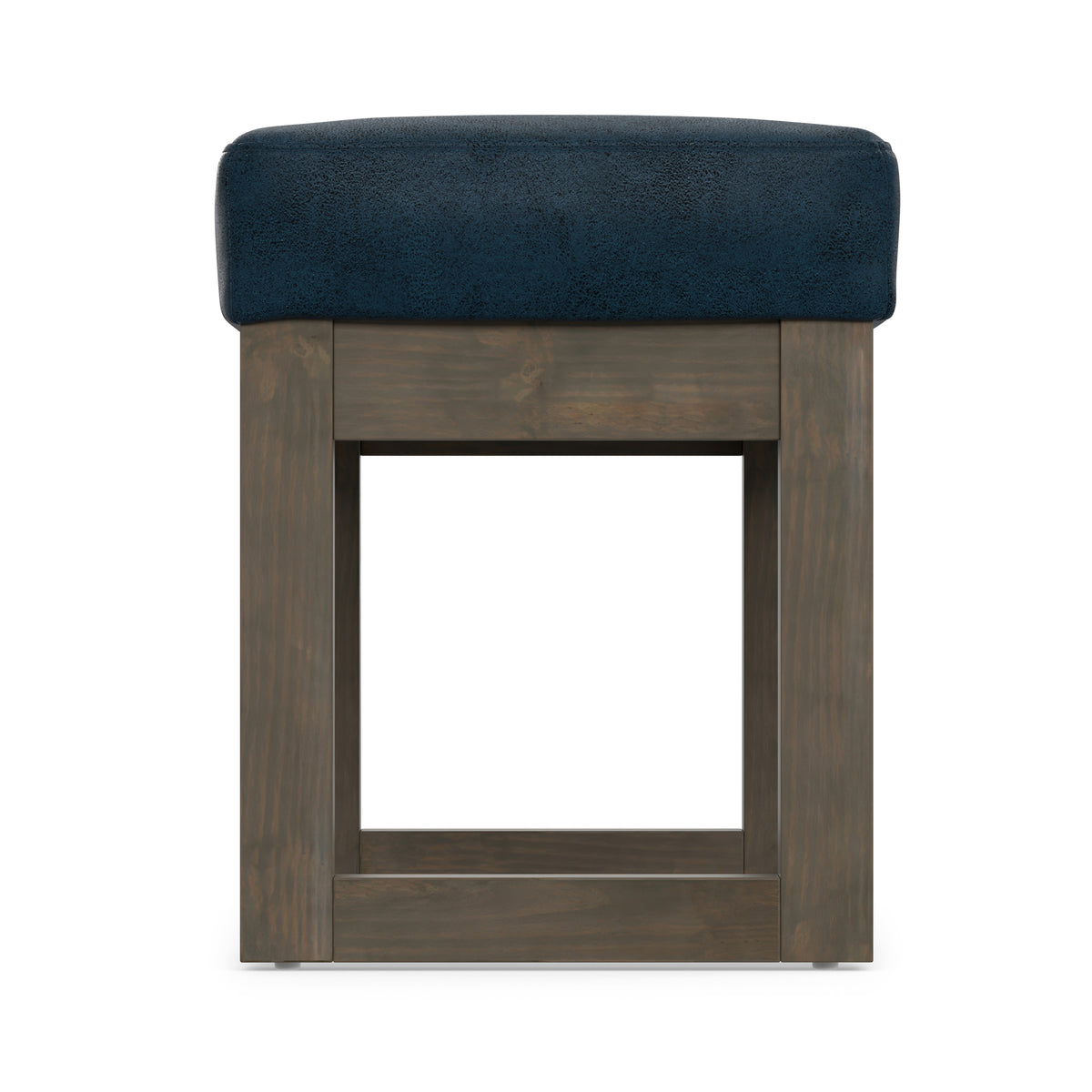 Distressed Dark Blue Distressed Vegan Leather | Milltown Footstool Small Ottoman Bench