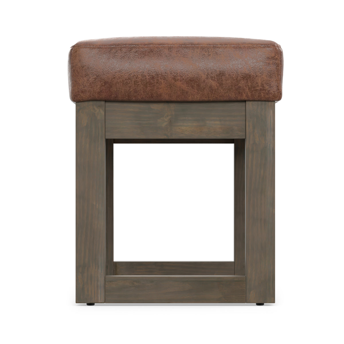 Distressed Saddle Brown Distressed Vegan Leather | Milltown Footstool Small Ottoman Bench