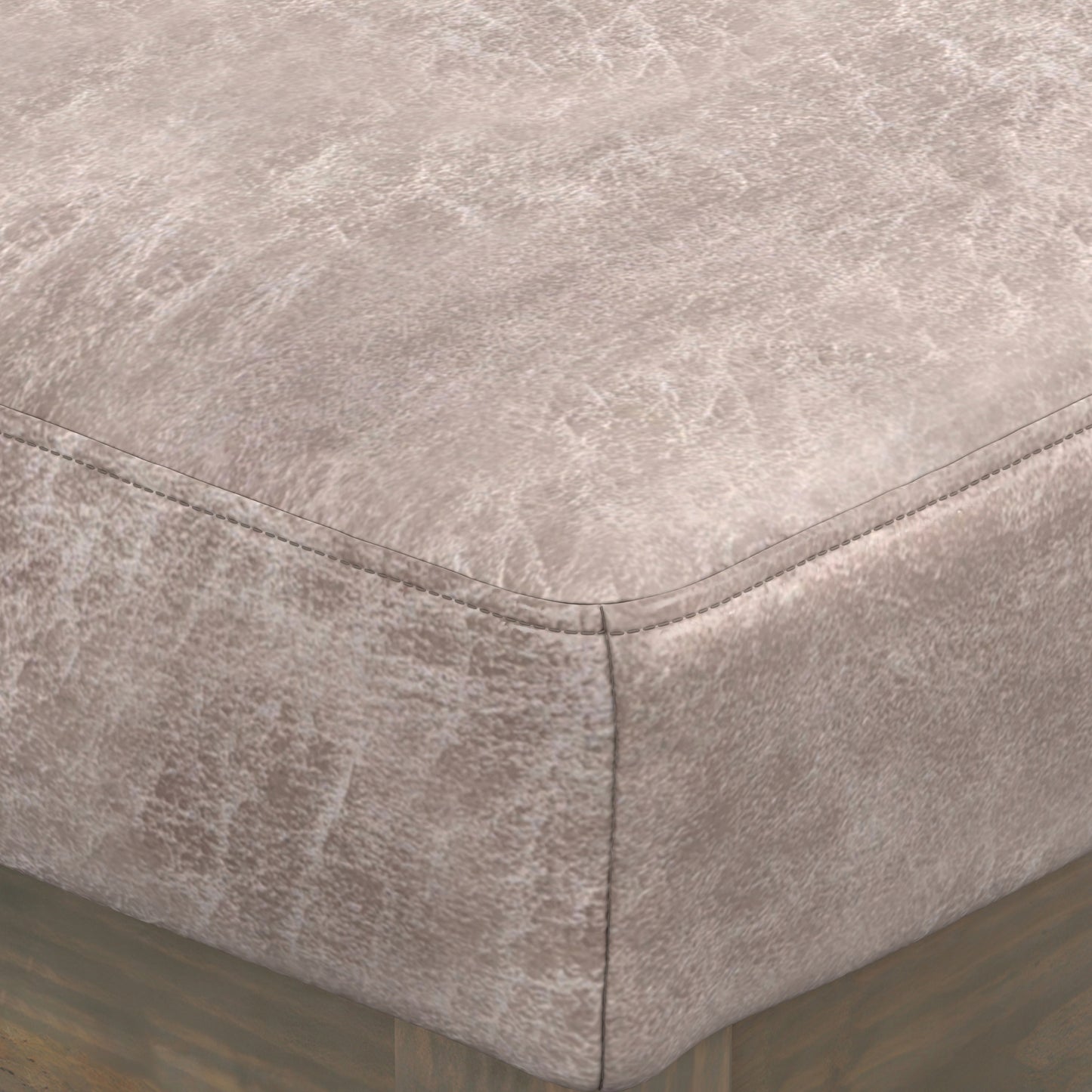 Distressed Grey Taupe Distressed Vegan Leather| Milltown Footstool Small Ottoman Bench