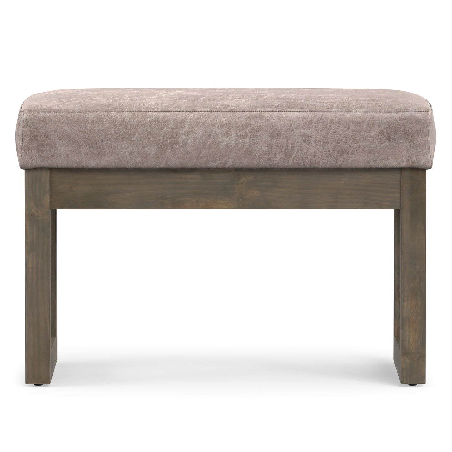 Distressed Grey Taupe Distressed Vegan Leather| Milltown Footstool Small Ottoman Bench