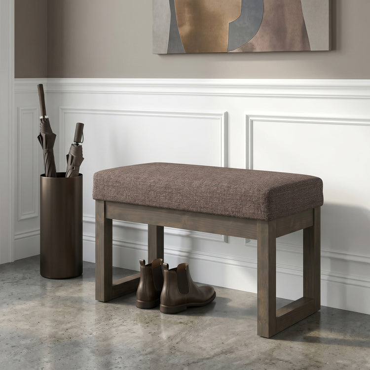 Mink Brown Tweed Style Fabric | Milltown Footstool Small Ottoman Bench