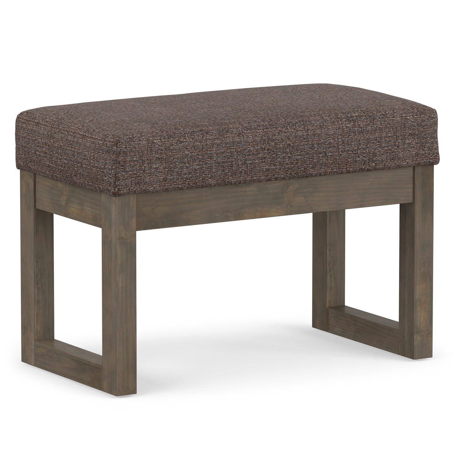 Mink Brown Tweed Style Fabric | Milltown Footstool Small Ottoman Bench