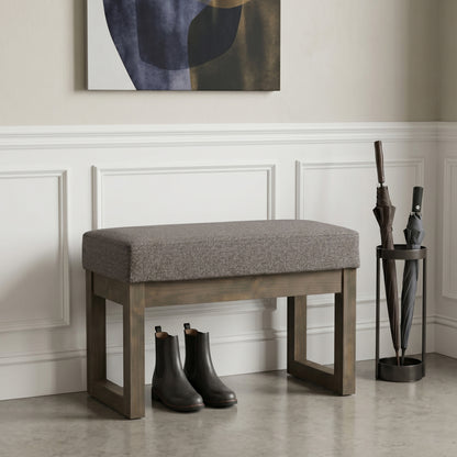 Pebble Grey Tweed Style Fabric | Milltown Footstool Small Ottoman Bench