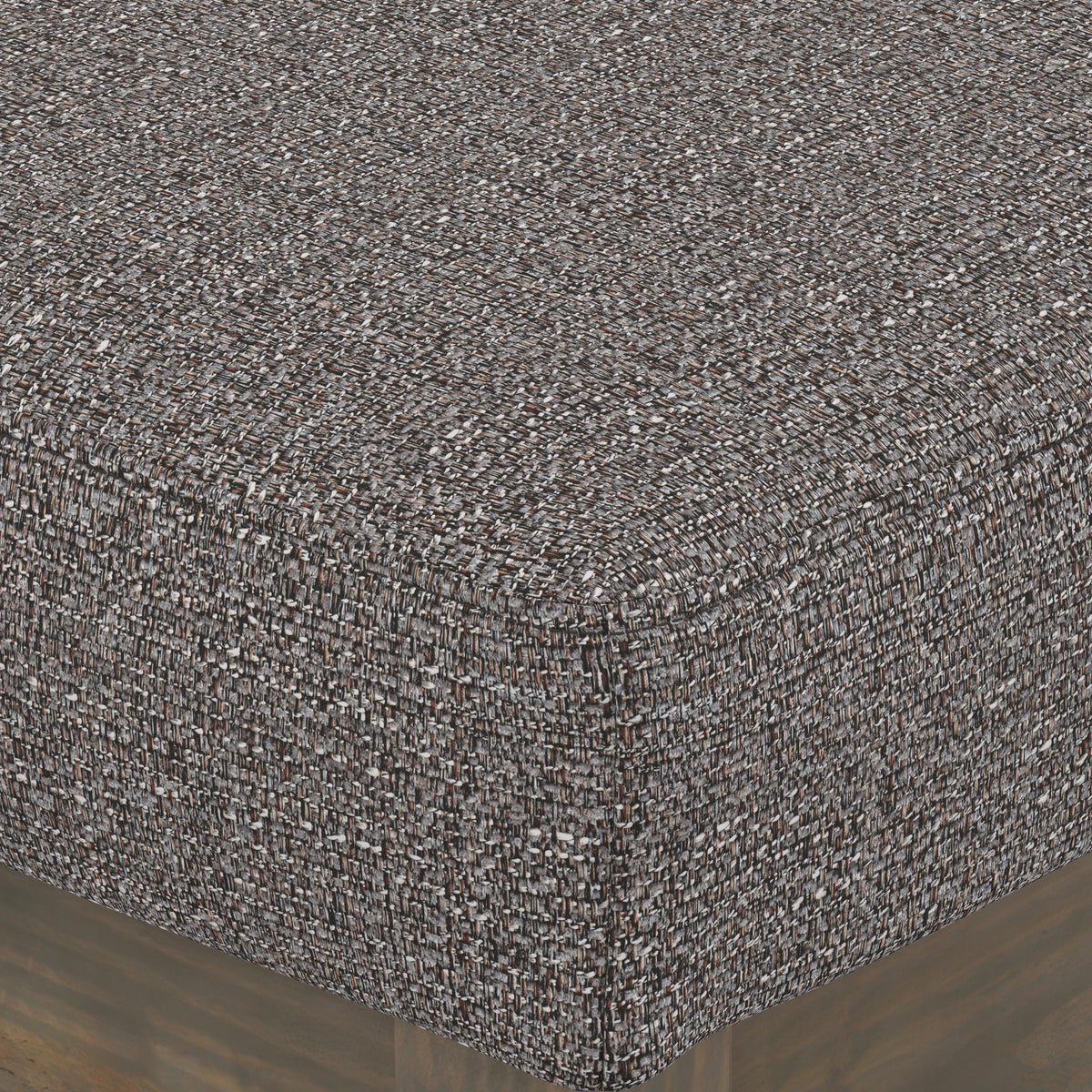 Pebble Grey Tweed Style Fabric | Milltown Footstool Small Ottoman Bench