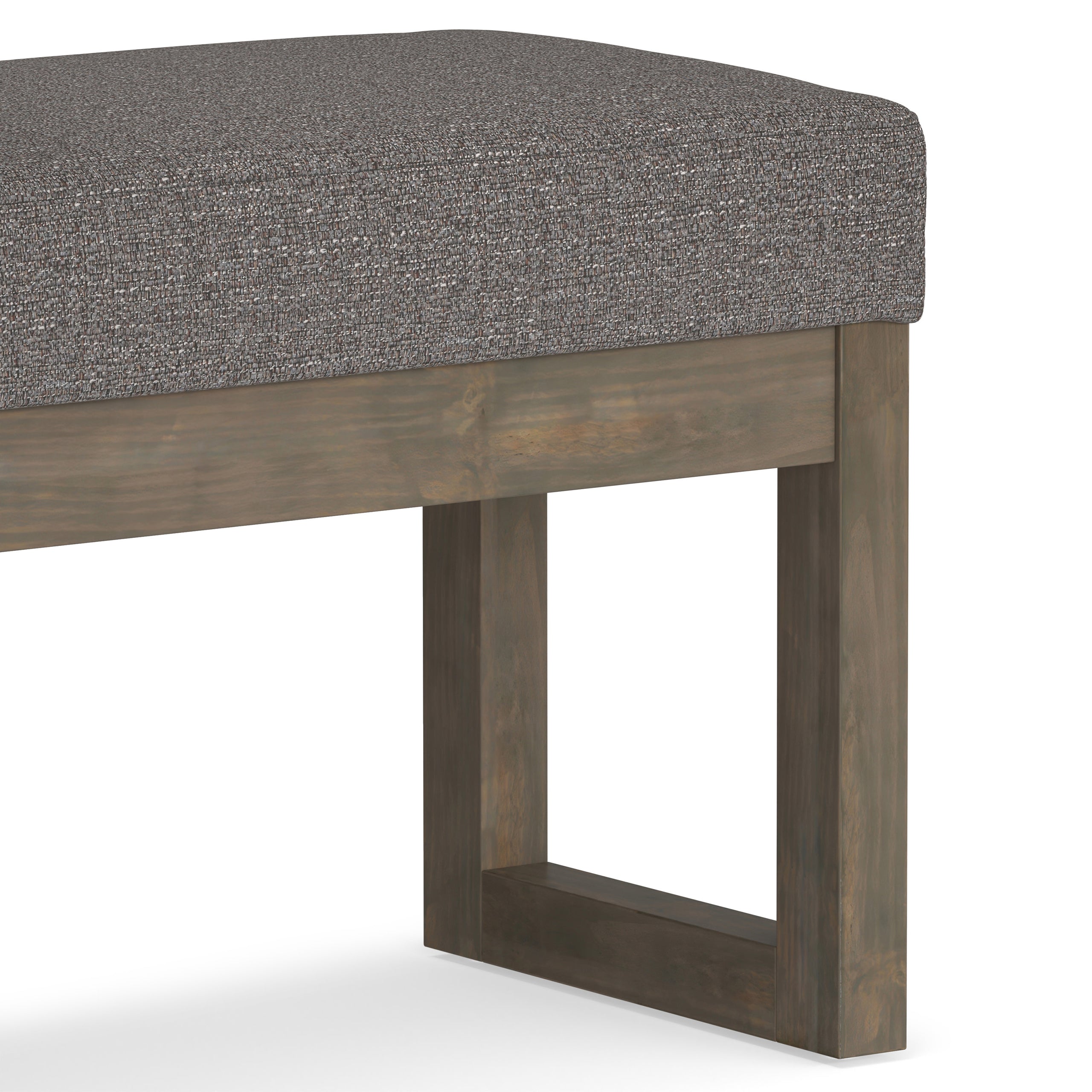 Pebble Grey Tweed Style Fabric | Milltown Footstool Small Ottoman Bench