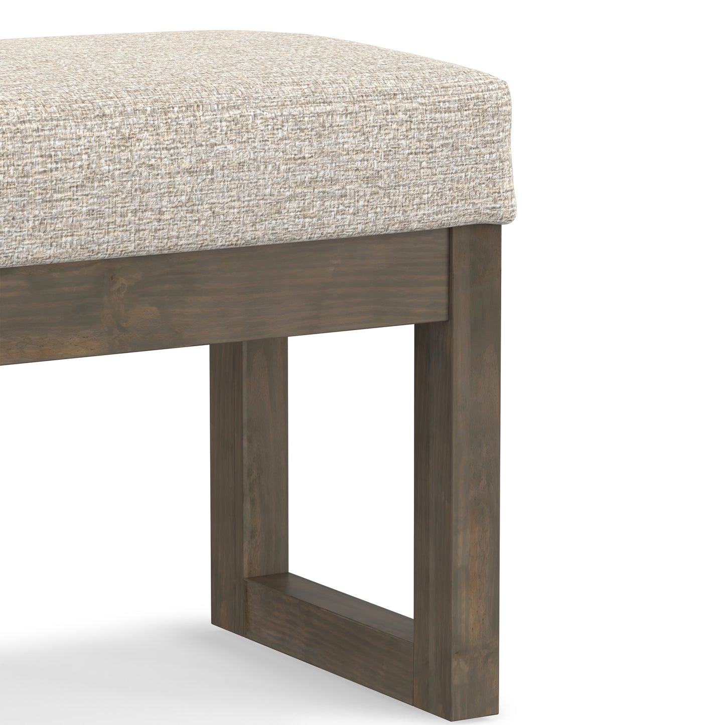 Platinum Tweed Style Fabric | Milltown Footstool Small Ottoman Bench