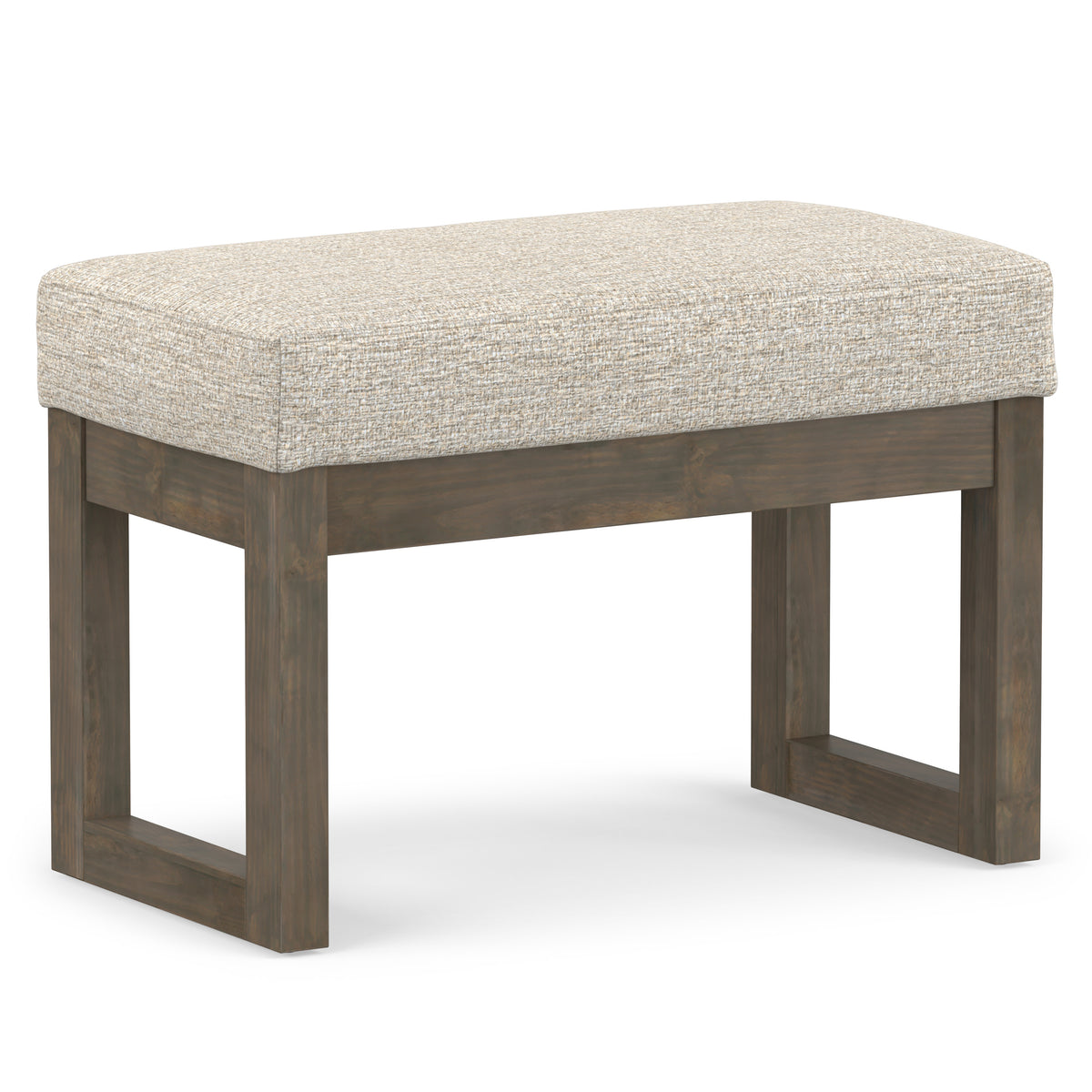 Platinum Tweed Style Fabric | Milltown Footstool Small Ottoman Bench