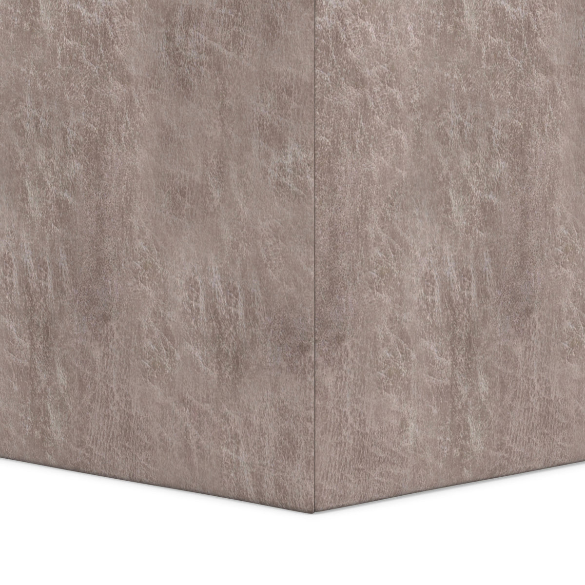 Distressed Grey Taupe Distressed Vegan Leather | Rockwood Vegan Leather Cube Storage Ottoman with Tray