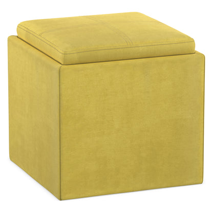 Rockwood Cube Storage Ottoman in Velvet Fabric
