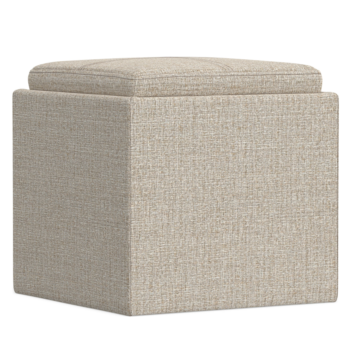 Platinum Linen Style Fabric | Rockwood Cube Storage Ottoman in Linen