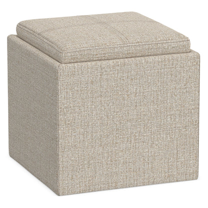 Platinum Linen Style Fabric | Rockwood Cube Storage Ottoman in Linen