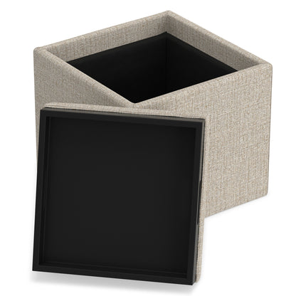 Platinum Linen Style Fabric | Rockwood Cube Storage Ottoman in Linen