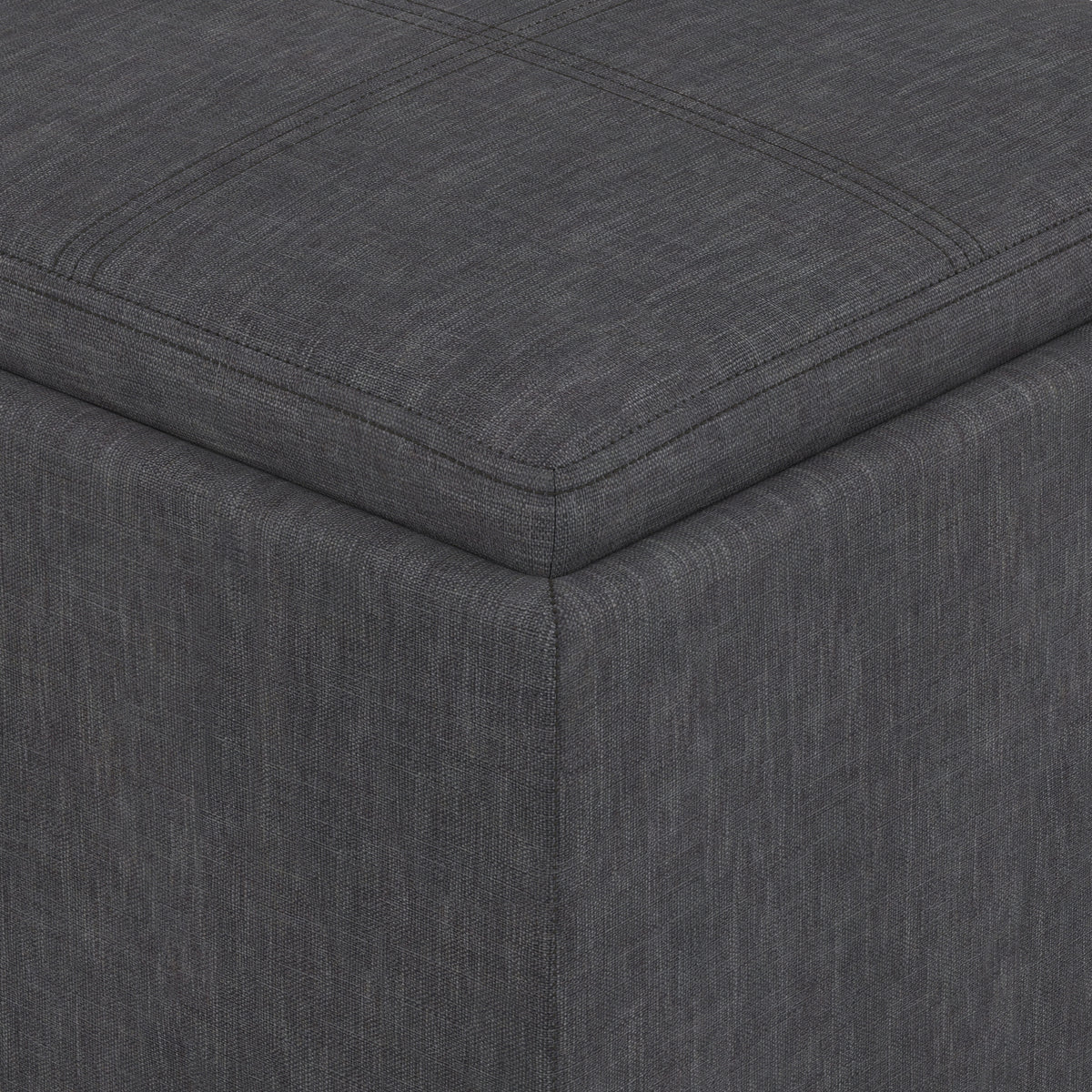 Slate Grey Linen Style Fabric | Rockwood Cube Storage Ottoman in Linen
