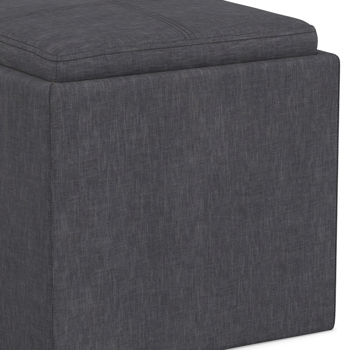 Slate Grey Linen Style Fabric | Rockwood Cube Storage Ottoman in Linen